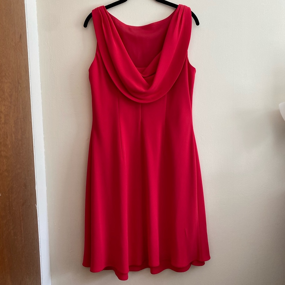 ❌SOLD❌ Evan Picone Red Drapey Back Dress